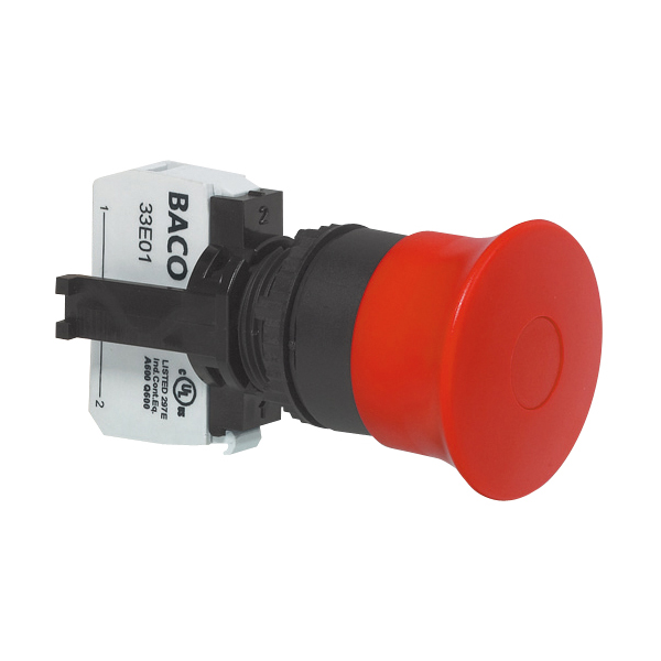 L22DD01A Noodstop Rood, Pull-to-reset, met NC contact, 22-serie