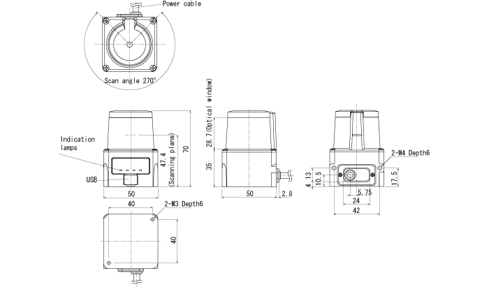 UST-05LN Afmetingen