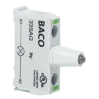 33SAGL Groen LED blok voor control stations, 12 … 24 V AC/DC