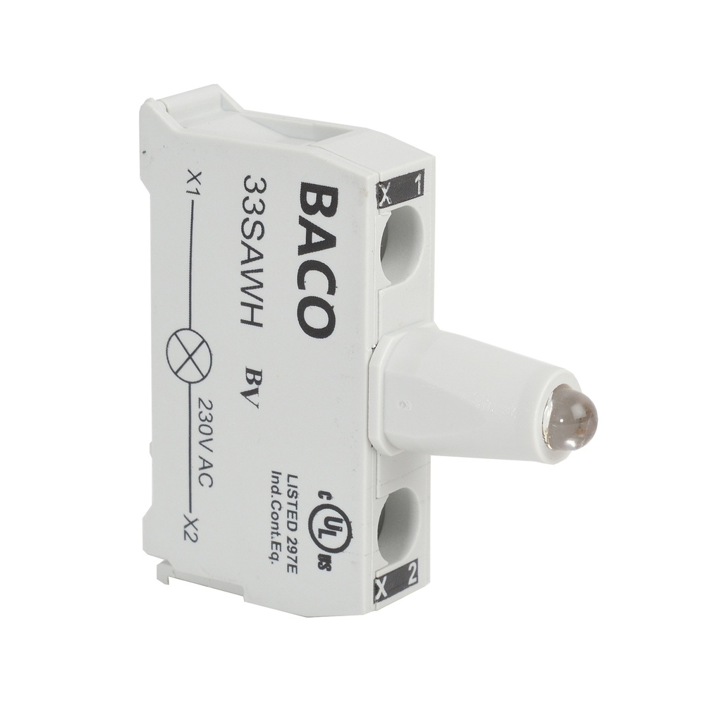 33SAWH Wit LED blok voor control stations, 230 Vac