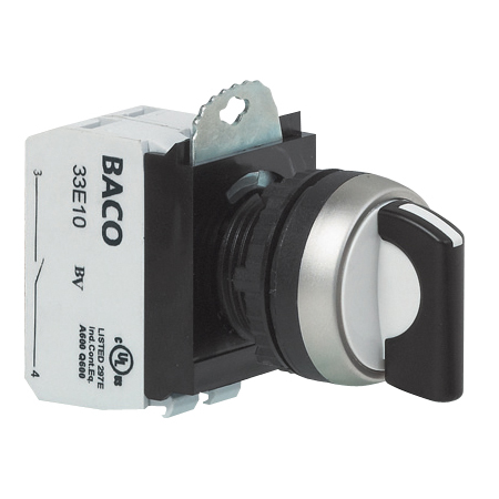 L21MA03A Selectieschakelaar Zwart, Toggle, 45°, met 2xNO contact, 22-serie