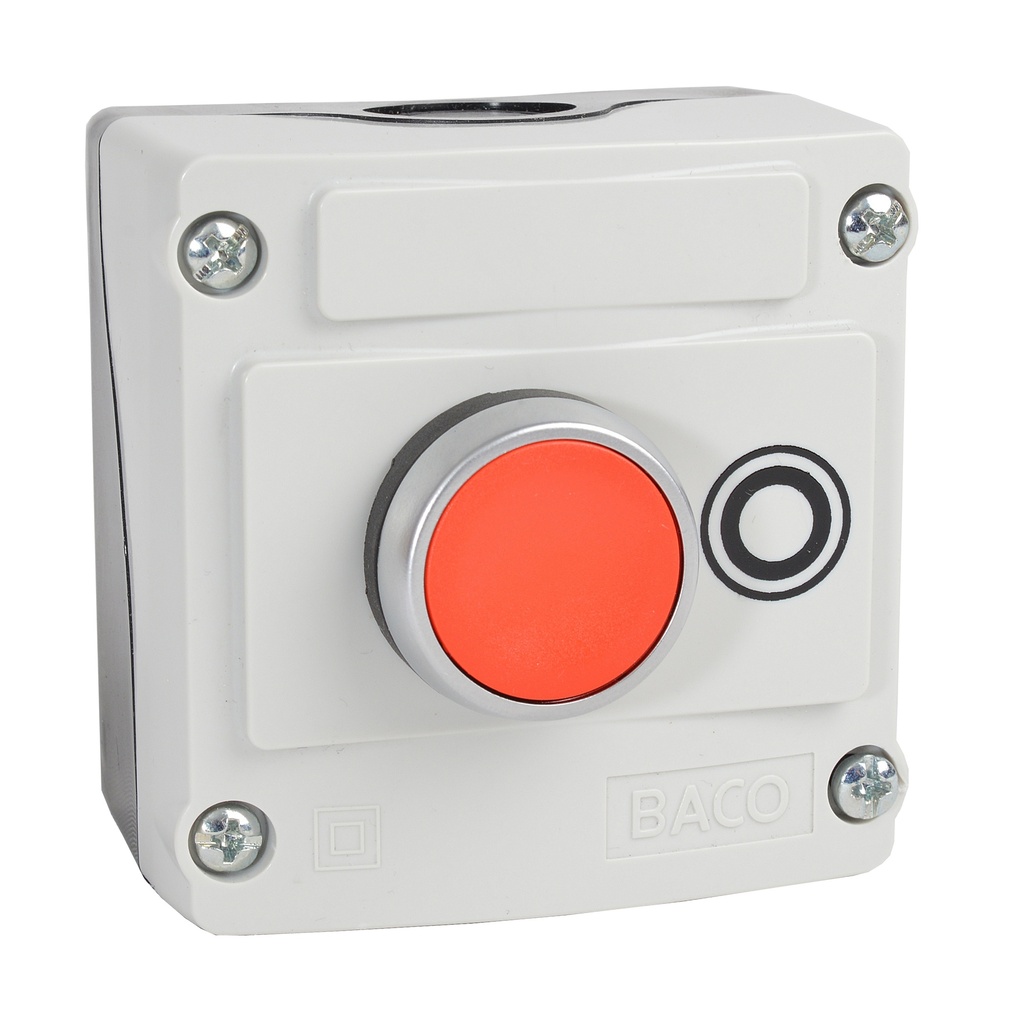 LBX10610 Drukknop in behuizing, rood, spring-return, NO
