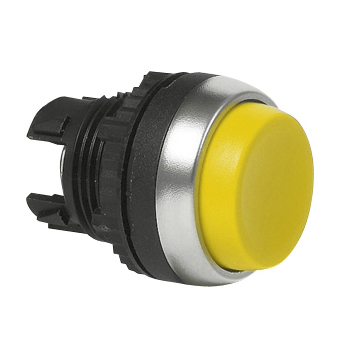 L21AB04 Drukknop Geel, Spring return, Non-flush, 22-serie