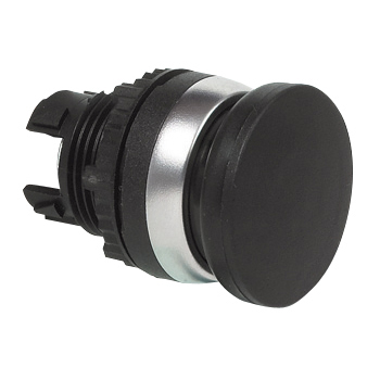 L21AC03 Paddestoelknop Zwart, Spring return, 22-serie
