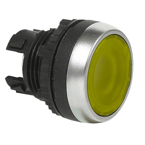 L21AH40 Drukknop Geel, Spring return, Flush, 22-serie