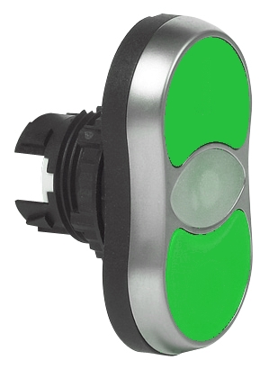 L61QH22V 2 drukknoppen Groen, Spring return, Flush, 22-serie