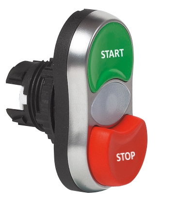 L61QK21A 2 drukknoppen Groen, Spring return, 'Start / Stop', Flush, 22-serie