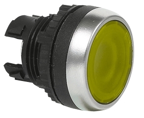 L21AH34 Drukknop Geel, Spring return, Flush, Markering op aanvraag, 22-serie