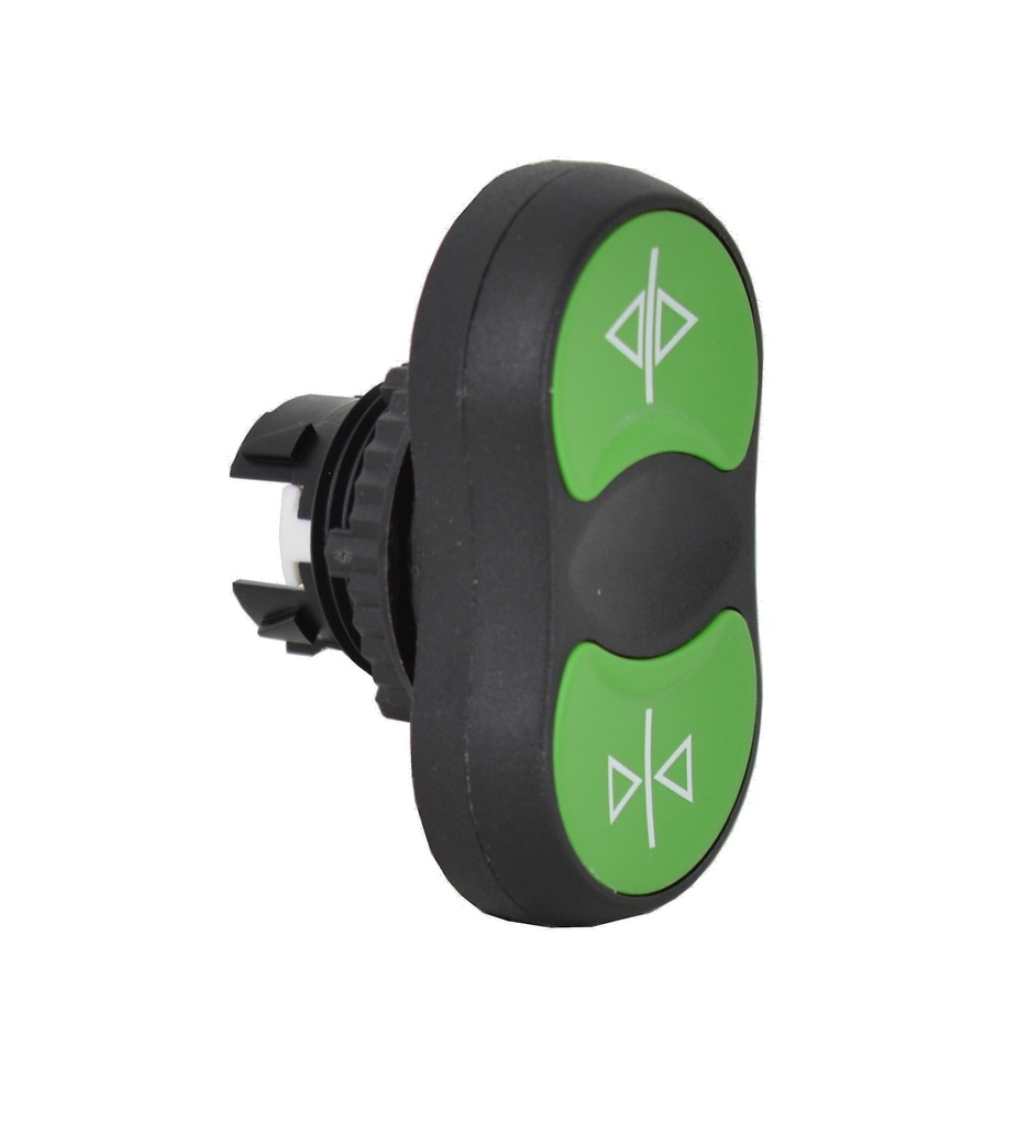 L62QA22 2 drukknoppen Groen, Spring return, '<|> / >|<', Flush, 22-serie