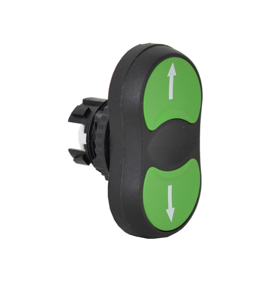 L62QA22K 2 drukknoppen Groen, Spring return, 'Up / Down', Flush, 22-serie