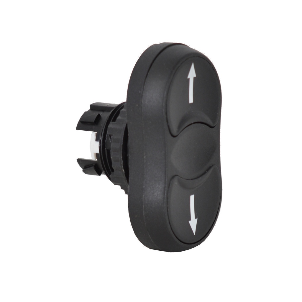 L62QA33C 2 drukknoppen Zwart, Spring return, 'Up / Down', Flush, 22-serie