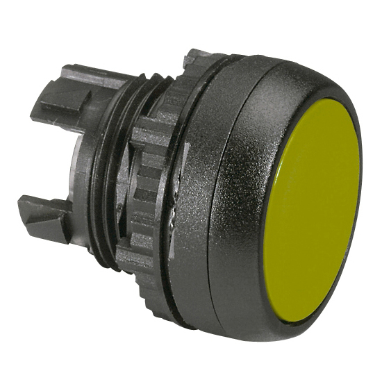 L22AA04 Drukknop Geel, Spring return, Flush, 22-serie