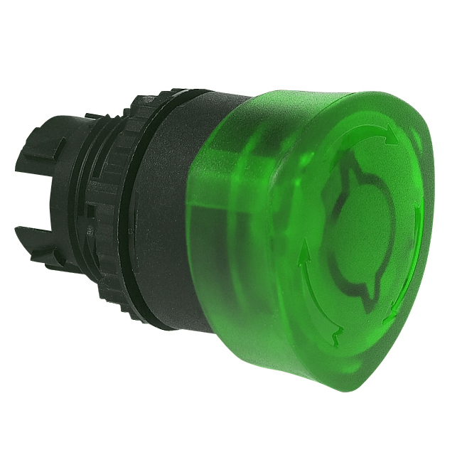 L22EM20 Drukknop Groen, Turn-to-reset, 22-serie