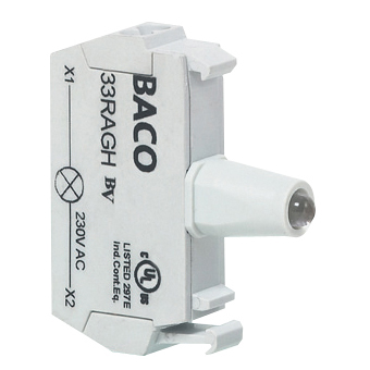 33RAWM Wit LED blok, 130 Vac