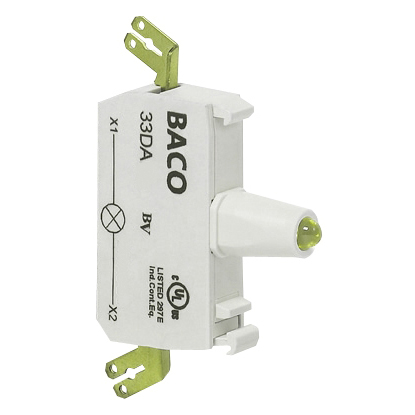 33DAYM Geel LED blok, 130 Vac