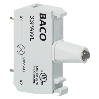 33PAWL Wit LED blok, 12 … 24 V AC/DC