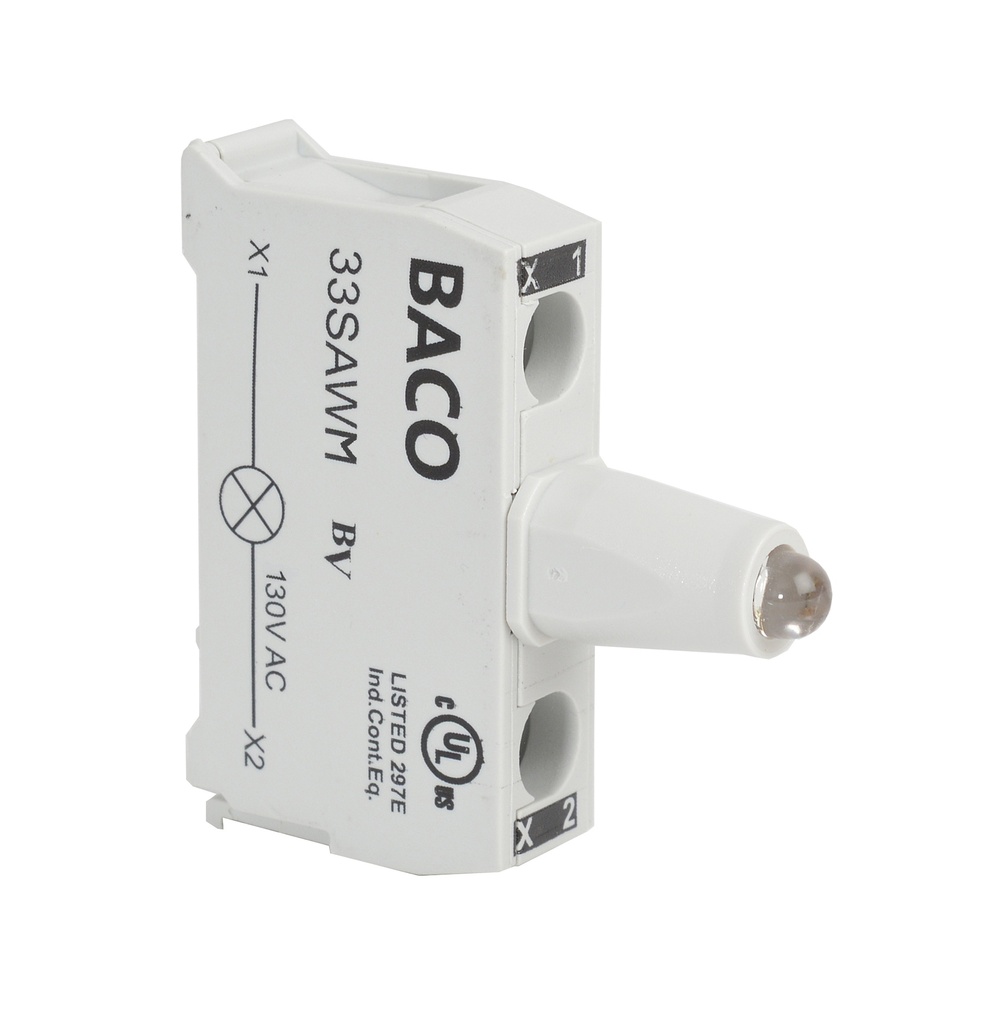 33SAWM Wit LED blok voor control stations, 130 Vac