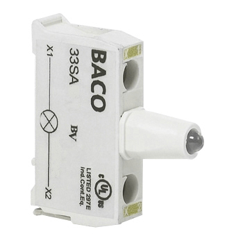 33SAYM Geel LED blok voor control stations, 130 Vac