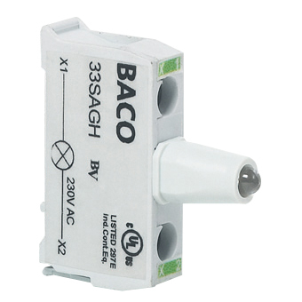 33SAGH Groen LED blok voor control stations, 230 Vac