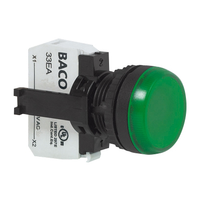 L20SE20M Signaallamp Groen, Flush, 130 V AC, 22-serie