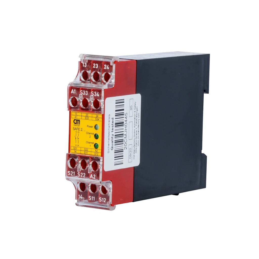 SAFE 2.1 Veiligheidsrelais voor noodstoppen 24V AC/DC 2xNO (Riese AR.9657.2000)