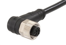 804001B30M010, M12 4-polig, Female, 90°, 1 m kabel, TPU (WSOR)