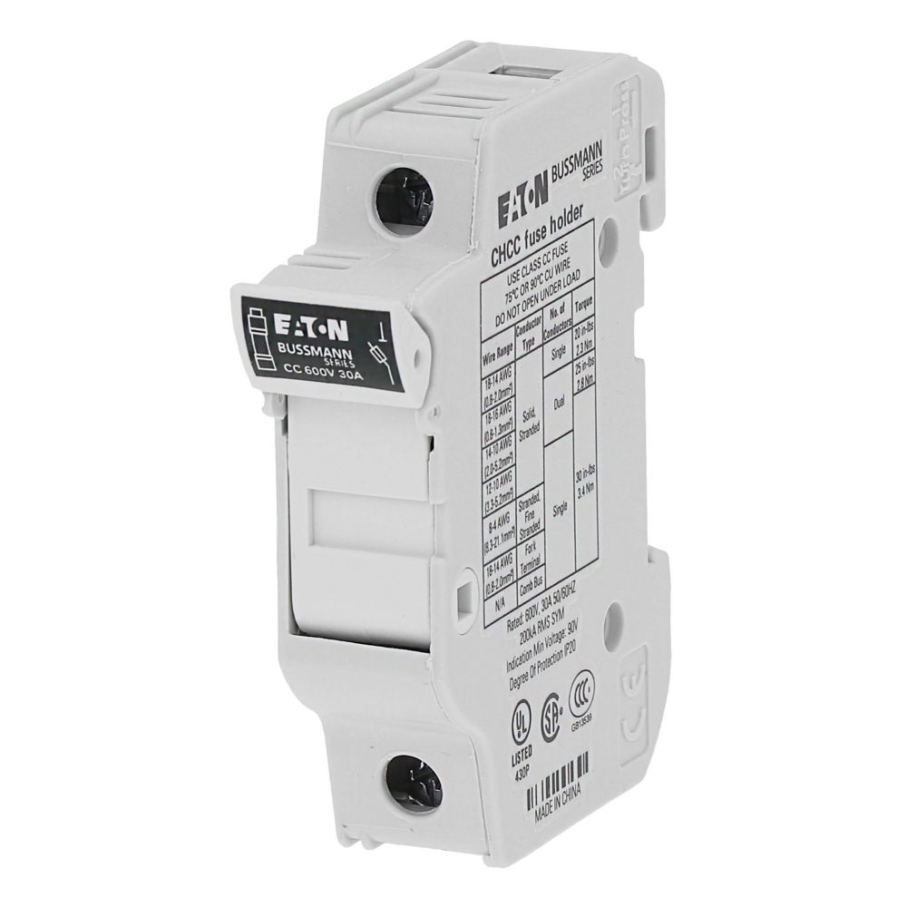 CHCC1DU 600V 30A 1P Zekeringhouder voor CC-zekeringen, 10 x 38 mm UL/CSA