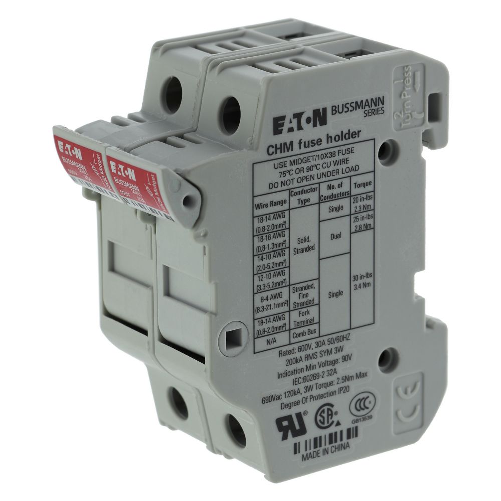 CHM2DU 690V 32A 2P Zekeringhouder, 10 x 38 mm, IEC 60269-2