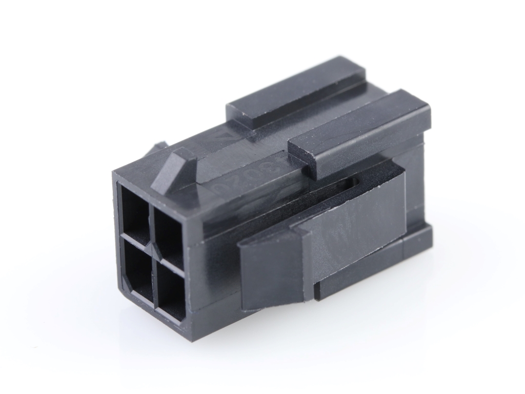 43020-0400 Micro-Fit 3.0 Plug Housing, Dual Row, 4 Circuits, Panel Mount Ears, Low-Halogen