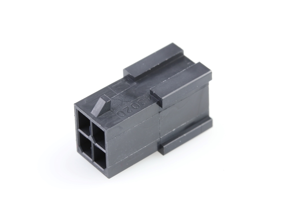 43020-0401 Micro-Fit 3.0 Plug Housing, Dual Row, 4 Circuits, Low-Halogen,  Black