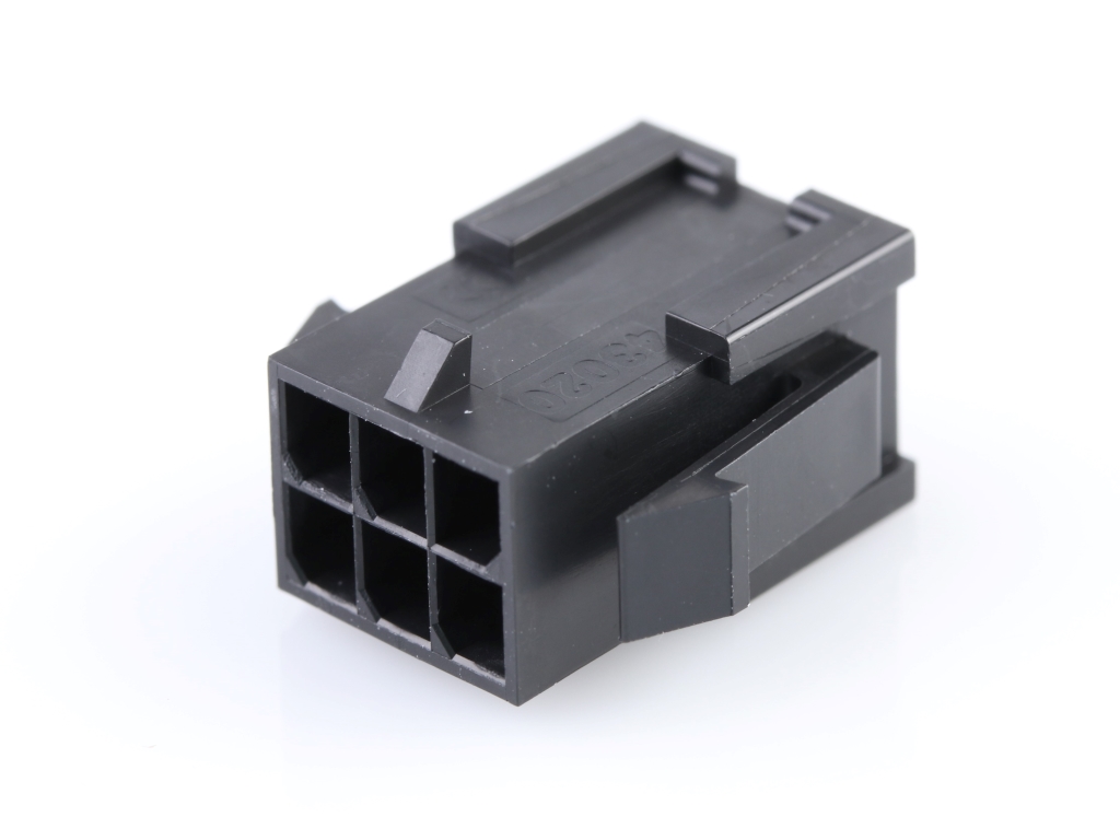 43020-0610 Micro-Fit 3.0 Plug Housing, Dual Row, 6 Circuits, Panel Mount Ears
