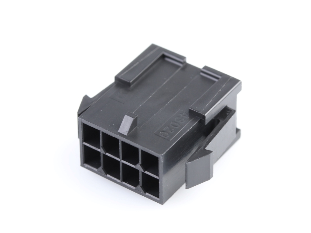 43020-0800 Micro-Fit 3.0 Plug Housing, Dual Row, 8 Circuits, Panel Mount Ears, Low-Halogen