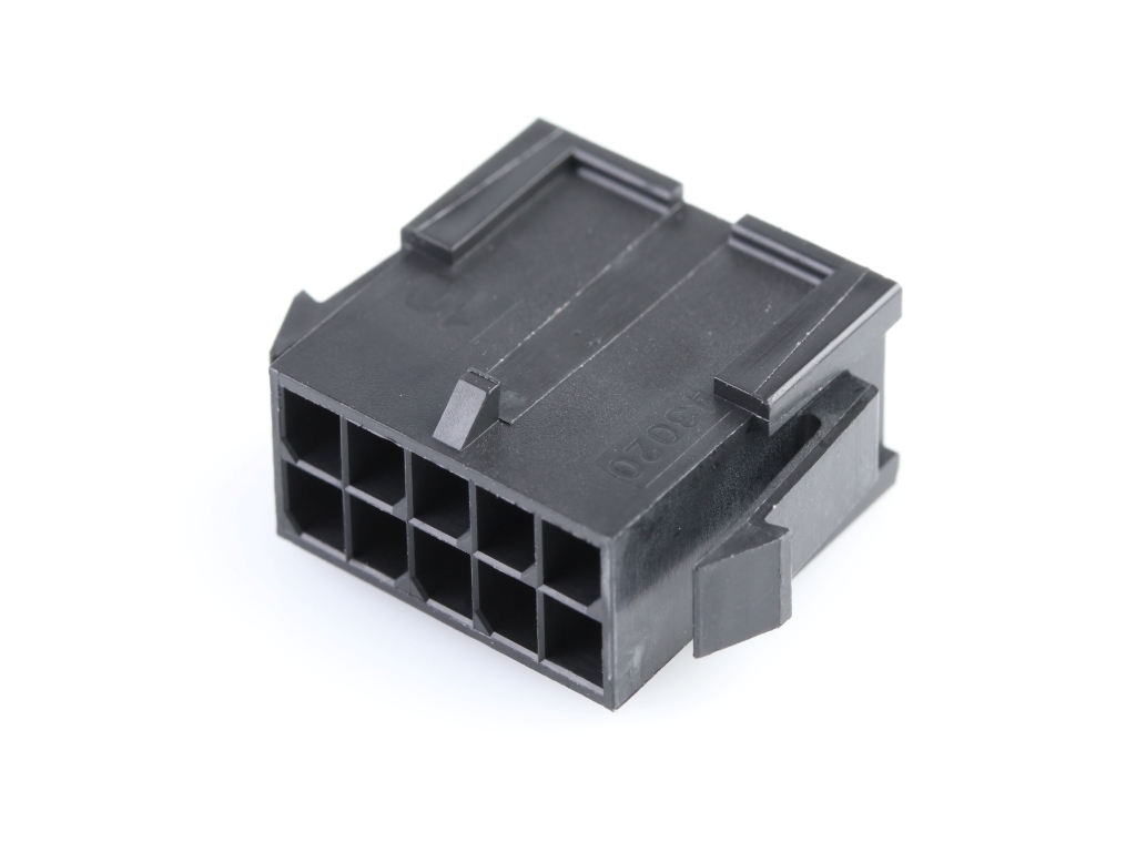 43020-1000 Micro-Fit 3.0 Plug Housing, Dual Row, 10 Circuits, Panel Mount  Ears, Low-Halogen