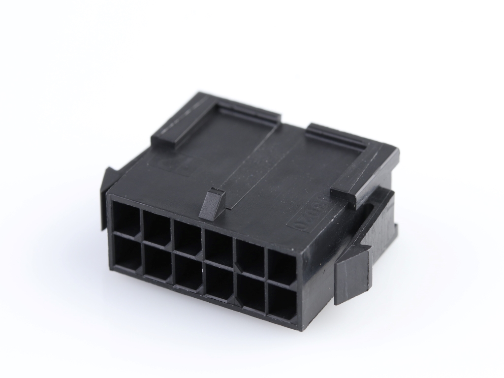 43020-1200 Micro-Fit 3.0 Plug Housing, Dual Row, 12 Circuits, Panel Mount  Ears, Low-Halogen