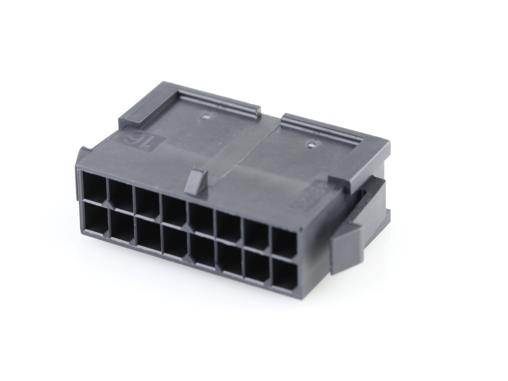 43020-1600 Micro-Fit 3.0 Plug Housing, Dual Row, 16 Circuits, Panel Mount  Ears, Low-Halogen