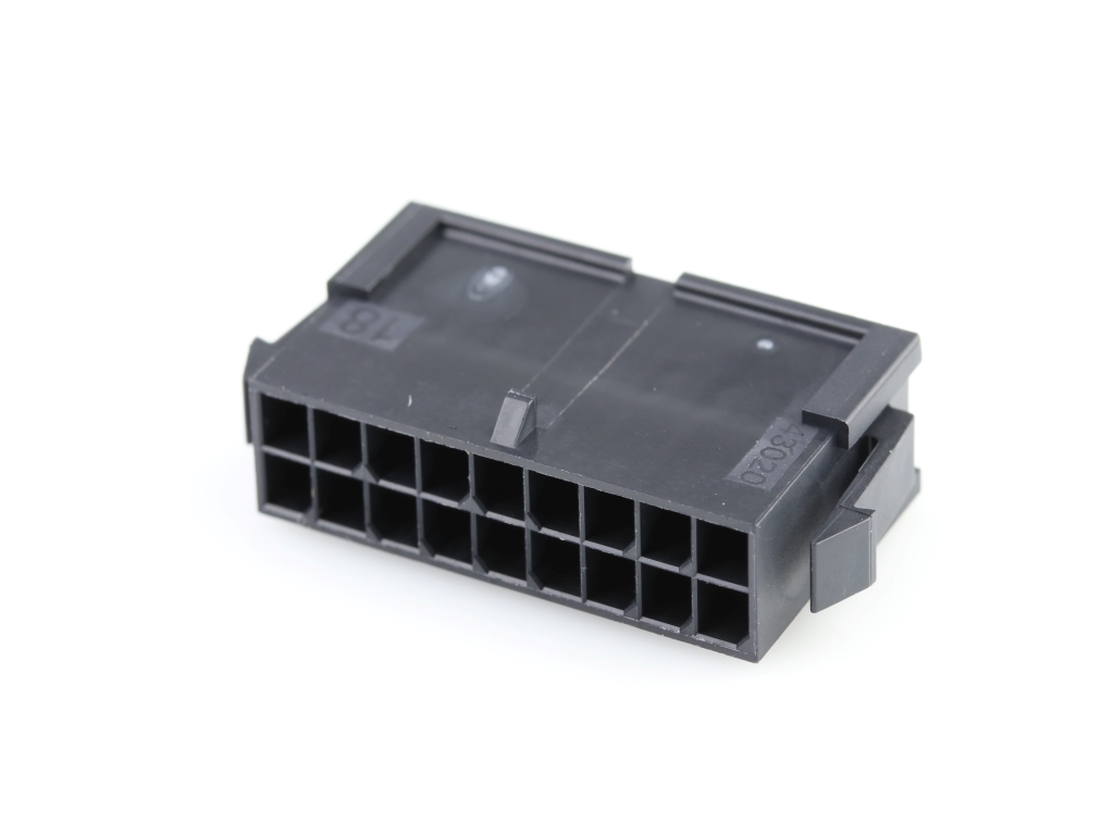 43020-1800 Micro-Fit 3.0 Plug Housing, Dual Row, 18 Circuits, Panel Mount  Ears, Low-Halogen