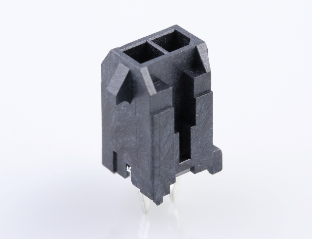 43045-0213 Micro-Fit 3.0 Vertical Header, Dual Row, 2 Circuits, with PCB Polarizing Peg, Gold