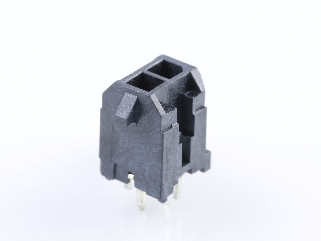43045-0225 Micro-Fit 3.0 Vertical Header, Dual Row, 2 Circuits, with PCB Press-fit Metal Retention Clip, Gold