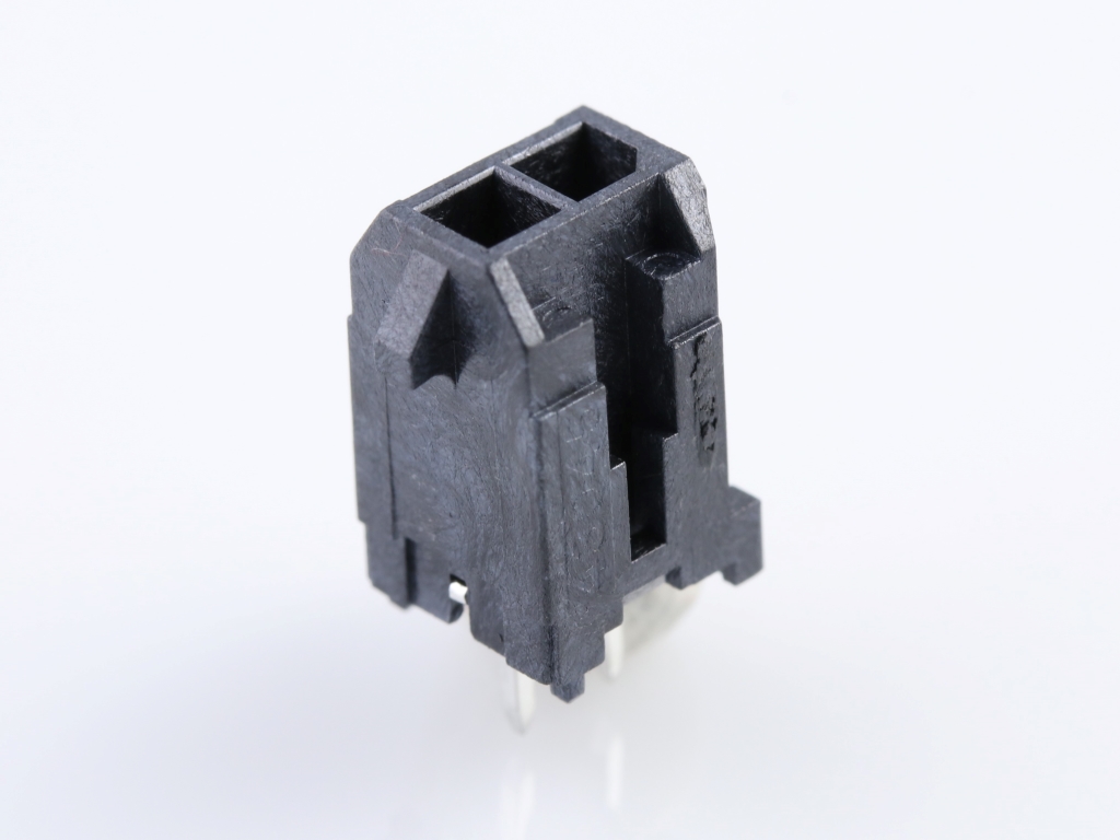 43045-0228 Micro-Fit 3.0 Vertical Header, Dual Row, 2 Circuits, with PCB Polarizing Peg, Gold