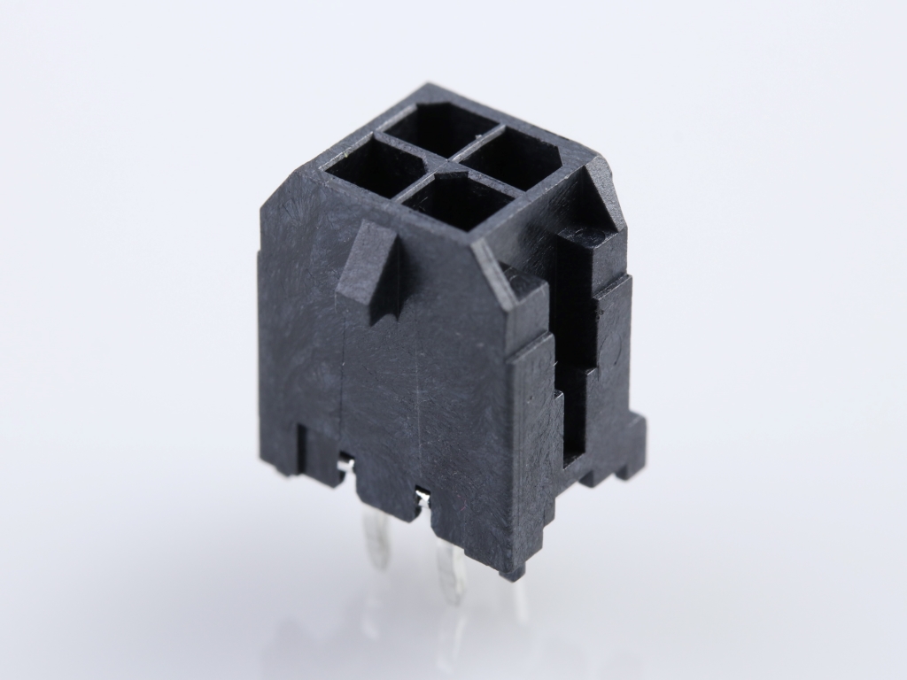 43045-0413 Micro-Fit 3.0 Vertical Header, Dual Row, 4 Circuits, with PCB Polarizing Peg, Gold