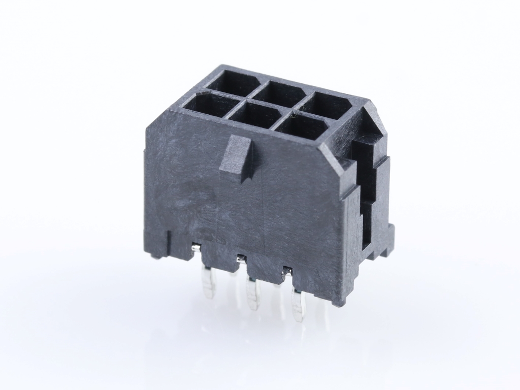 43045-0614 Micro-Fit 3.0 Vertical Header, Dual Row, 6 Circuits, with PCB Polarizing Peg, Gold