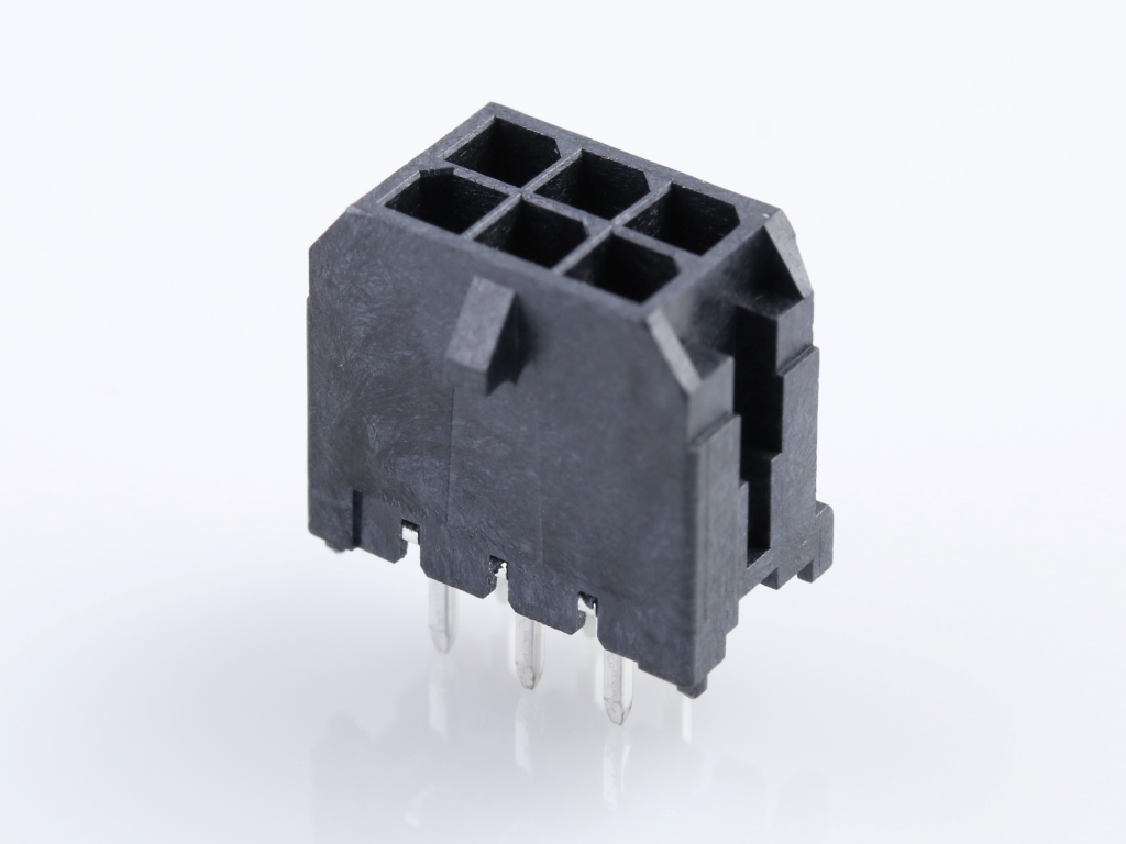 43045-0629 Micro-Fit 3.0 Vertical Header, Dual Row, 6 Circuits, with PCB Polarizing Peg, Gold