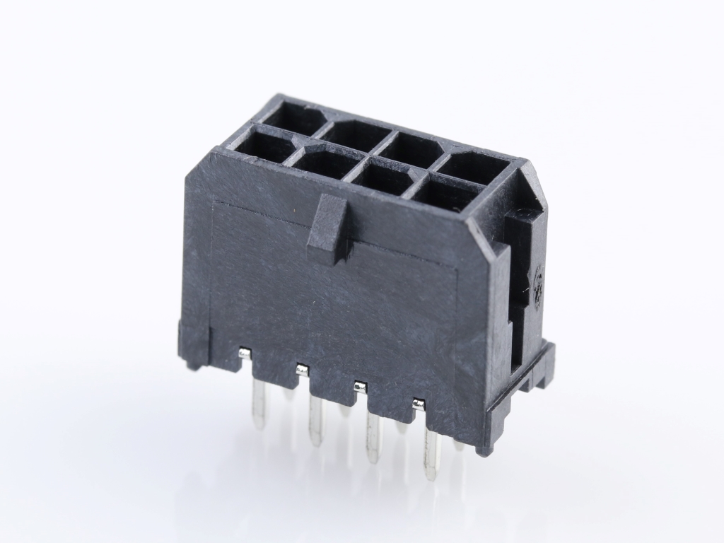 43045-0828 Micro-Fit 3.0 Vertical Header, Dual Row, 8 Circuits, with PCB Polarizing Peg, Gold