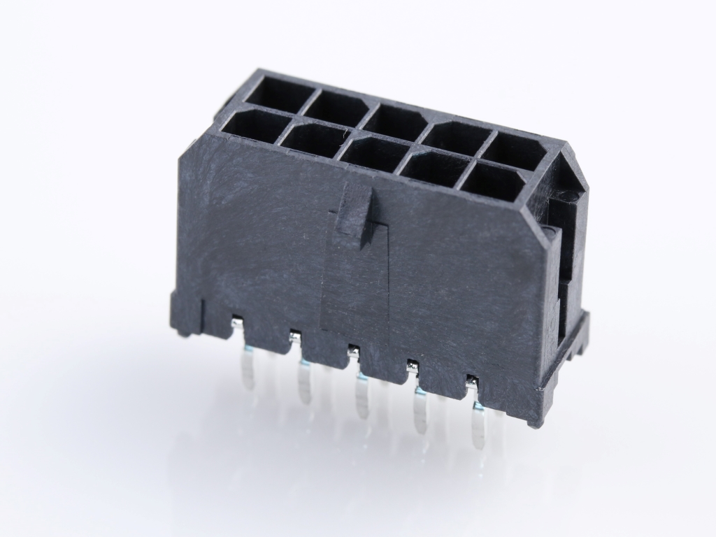 43045-1012 Micro-Fit 3.0 Vertical Header, Dual Row, 10 Circuits, with  PCB Polarizing Peg, Tin