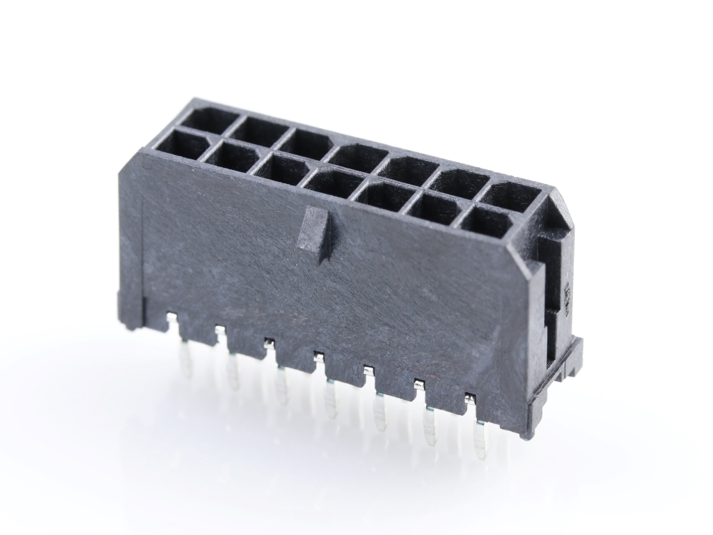 43045-1413 Micro-Fit 3.0 Vertical Header, Dual Row, 14 Circuits, with  PCB Polarizing Peg, Gold