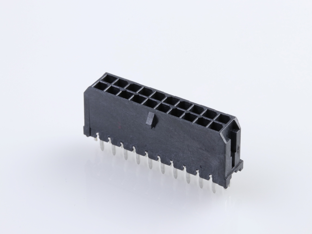 43045-2025 Micro-Fit 3.0 Vertical Header, Dual Row, 20 Circuits, with  PCB Press-fit Metal Retention Clip, Gold