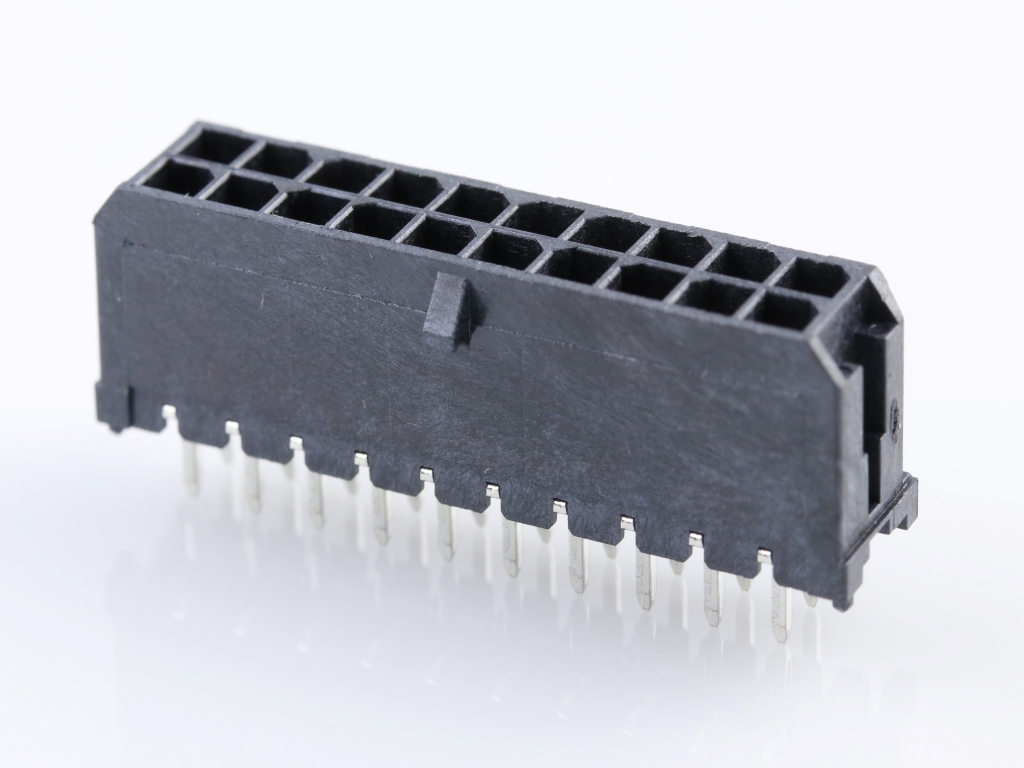 43045-2027 Micro-Fit 3.0 Vertical Header, Dual Row, 20 Circuits, with  PCB Polarizing Peg, Tin