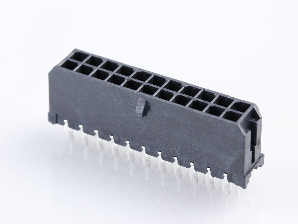 43045-2212 Micro-Fit 3.0 Vertical Header, Dual Row, 22 Circuits, with  PCB Polarizing Peg, Tin