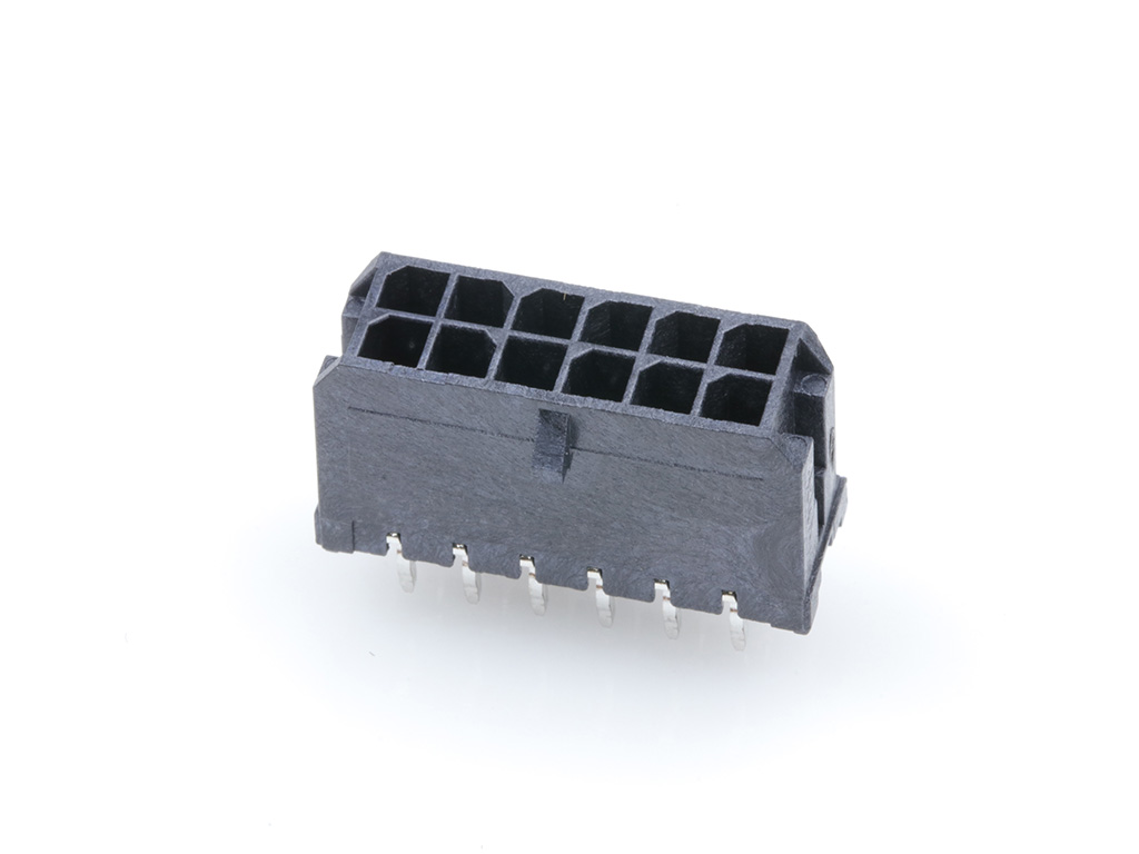 43045-2221 Micro-Fit 3.0 Right-Angle Header, Dual Row, 22 Circuits, with PCB Press-fit Metal Retention Clip, Tin