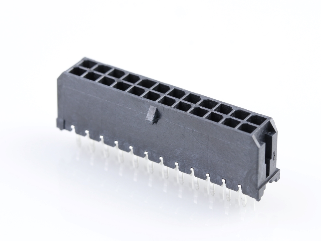 43045-2412 Micro-Fit 3.0 Vertical Header, Dual Row, 24 Circuits, with  PCB Polarizing Peg, Tin